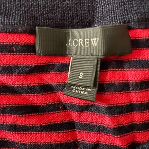 J CREW | Navy & Red Striped Crewneck 100% Merino Wool Knit Sweater Size S - Picture 8 of 10